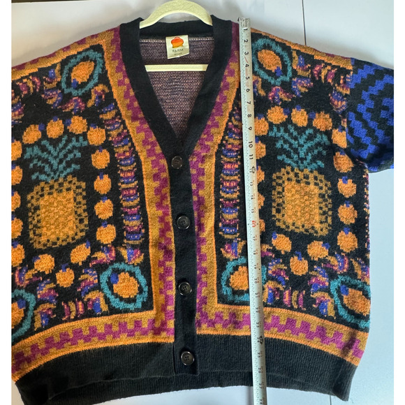 Farm Rio Pineapple Scarf Oversized Button Up Cardigan Sweater Sz XL - Picture 11 of 13